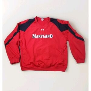 Under Armour Men's Pullover Jacket XL Maryland Terps Red Windbreaker